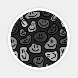 Grey Distorted Smiley Faces Magnet